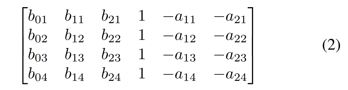 SOS matrix form representation of filter coefficients for digital signal processing.