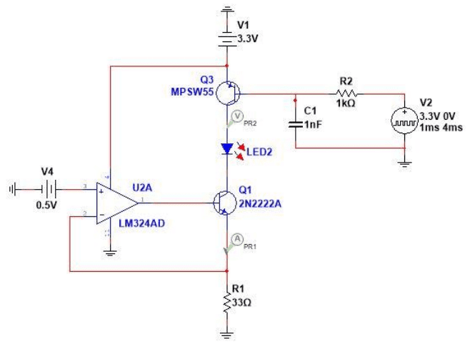 Schematic representation of a conventional LED current control approach.
